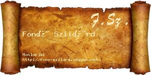 Fonó Szilárd névjegykártya